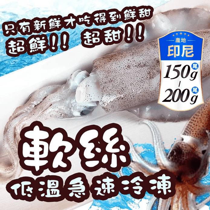 【饗讚】南洋野生急凍軟絲 150g~200g/尾