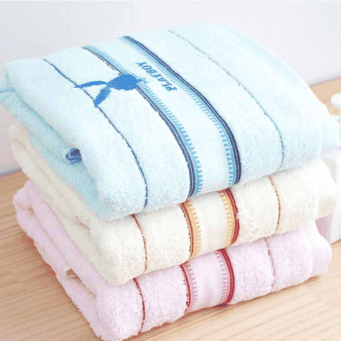 PLAYBOY緞檔純棉浴巾