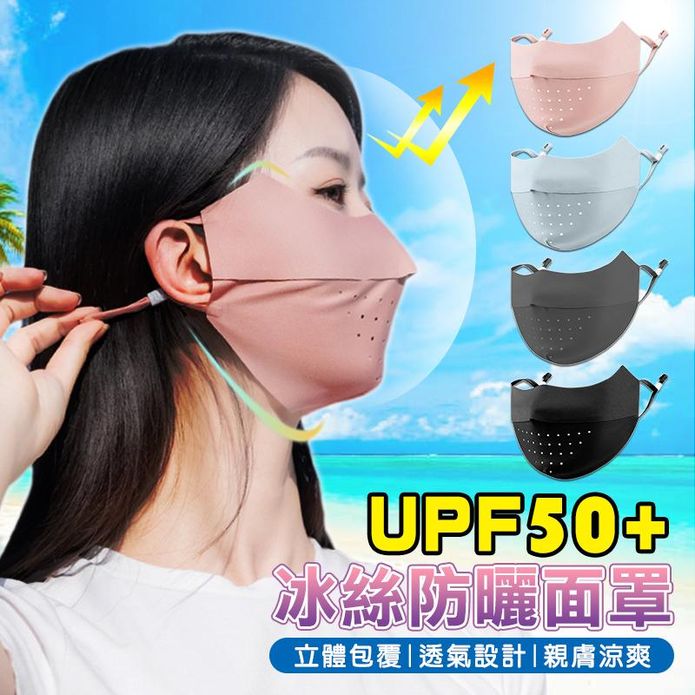 抗UV冰絲涼感防曬遮陽口罩 防曬面罩 4色 護眼角 男女可用