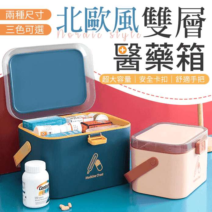 家用雙層醫藥箱急救箱 2款尺寸 3色可選/雙層收納盒/提盒/莫蘭迪