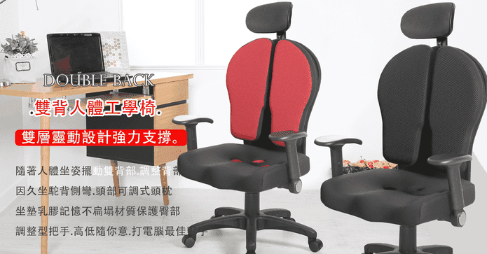 雙背人體工學辦公電腦椅