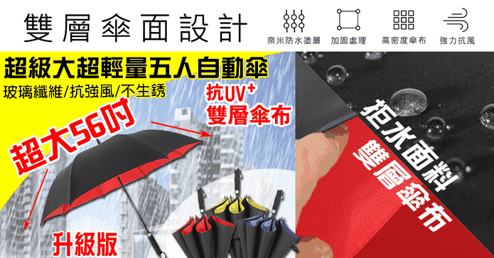 超級大自動開防風曬雨傘