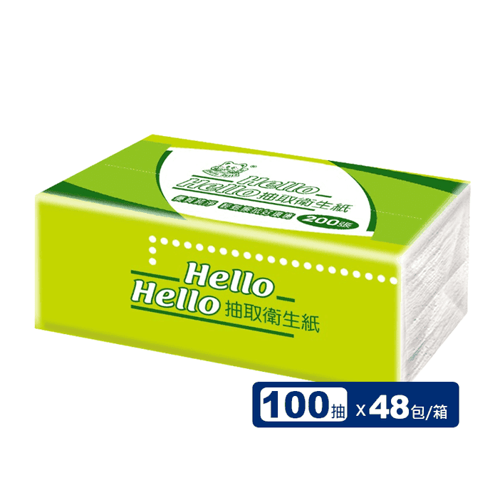 【HelloHello】綠色環保再生抽取式衛生紙(100抽x8包x6袋/箱)