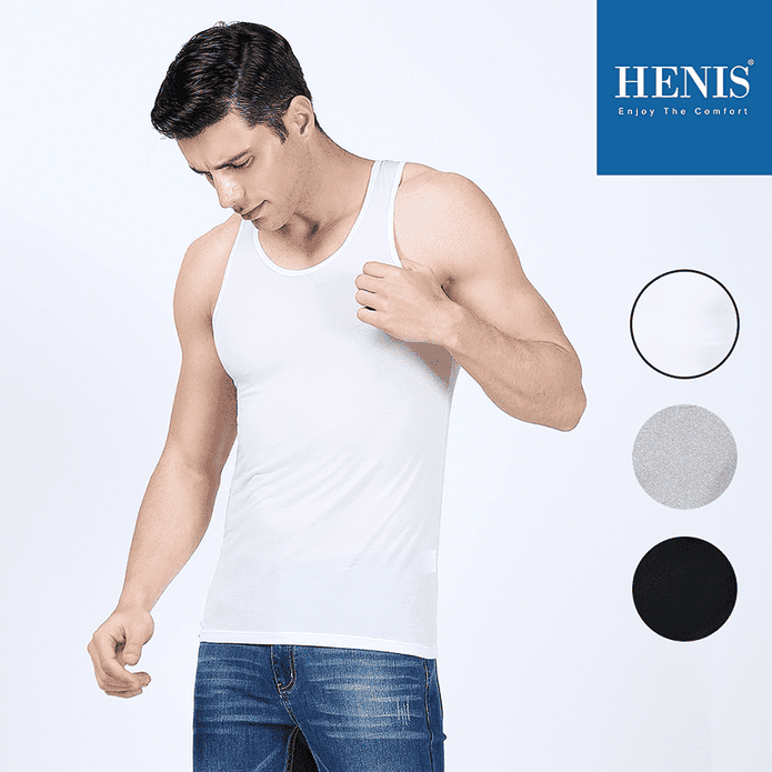 【HENIS】男款100%純棉吸濕排汗針織背心 M-XL