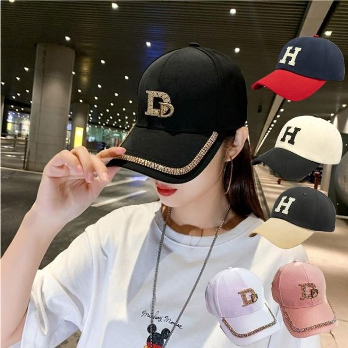 韓版造型水鑽D刺繡H棒球帽 防曬帽 遮陽帽 兩款任選