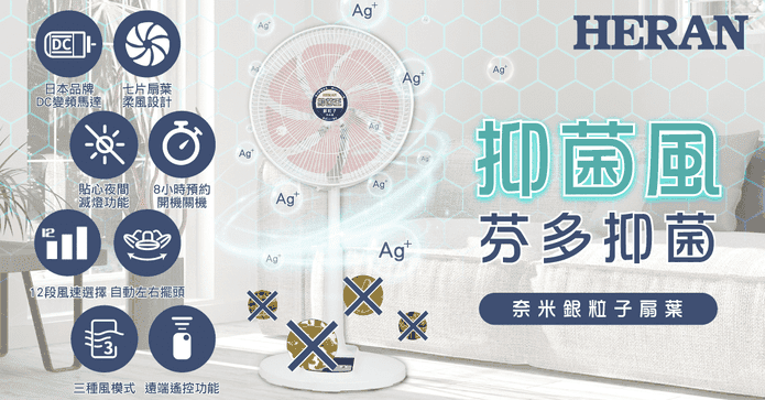 禾聯14吋奈米銀抑菌風扇