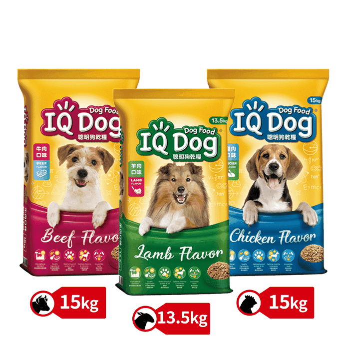 【IQ DOG】聰明狗乾糧 13.5KG/15KG(牛肉/雞肉/羊肉)