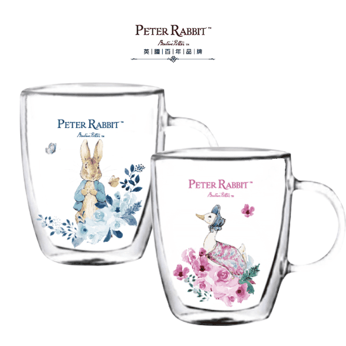 【Peter Rabbit】彼得兔雙層玻璃杯 比得兔+潔瑪鴉組合