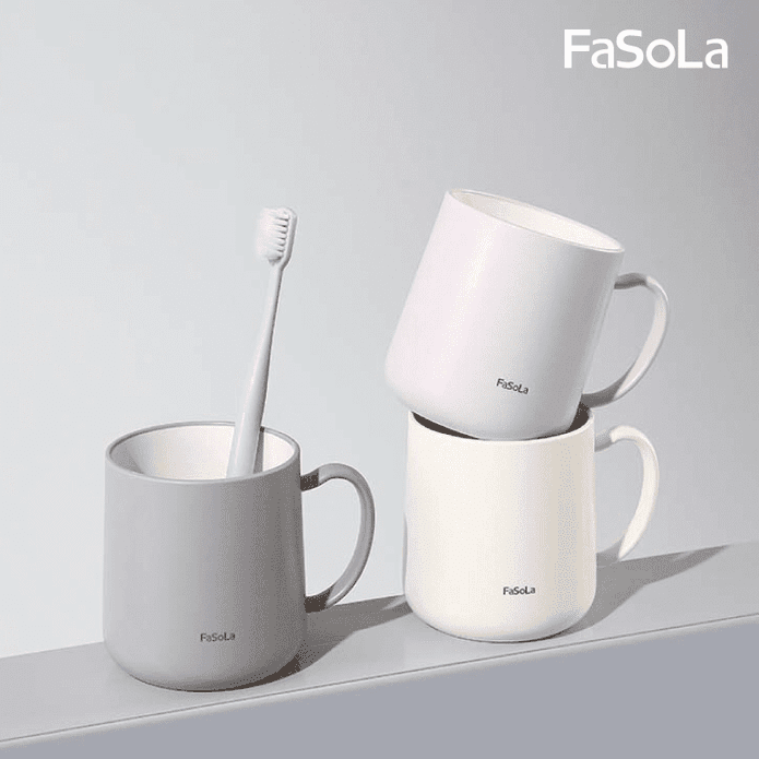 【FaSoLa】日式仿陶瓷雙層漱口杯 日式洗漱杯 牙刷杯 水杯 簡約素色