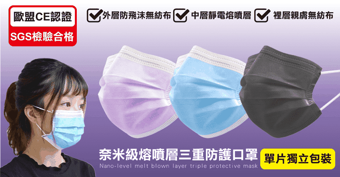 獨立包裝三層防護口罩