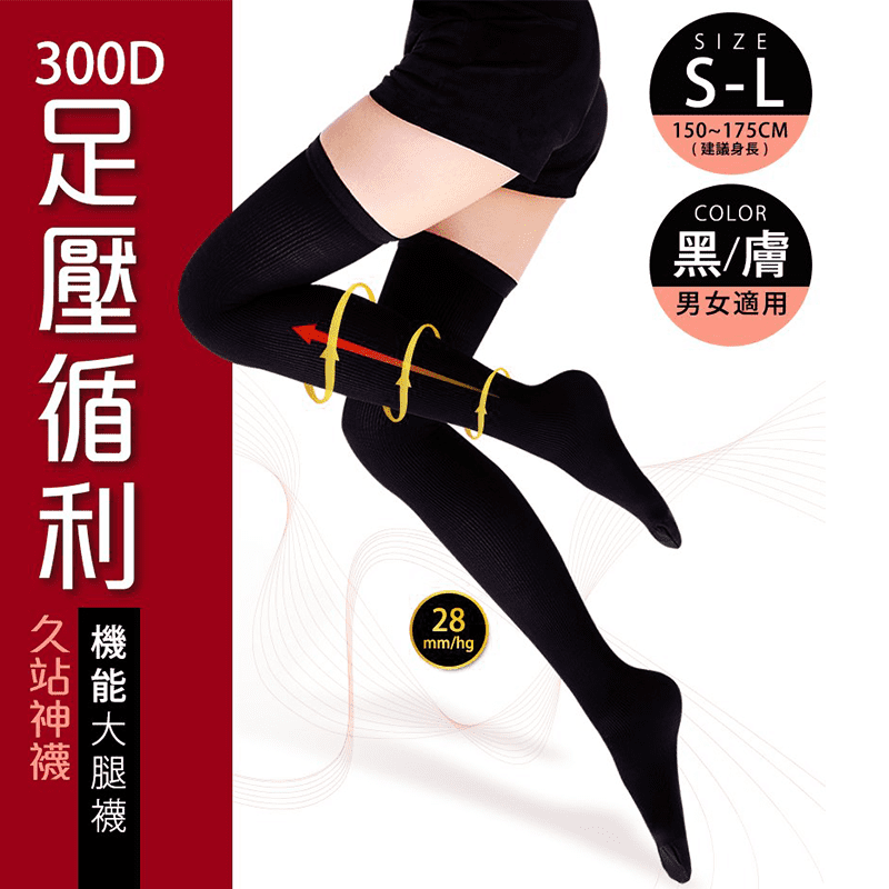 300D加壓久站機能大腿襪