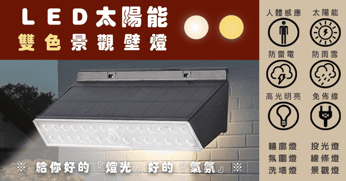 LED太陽能雙色景觀壁燈
