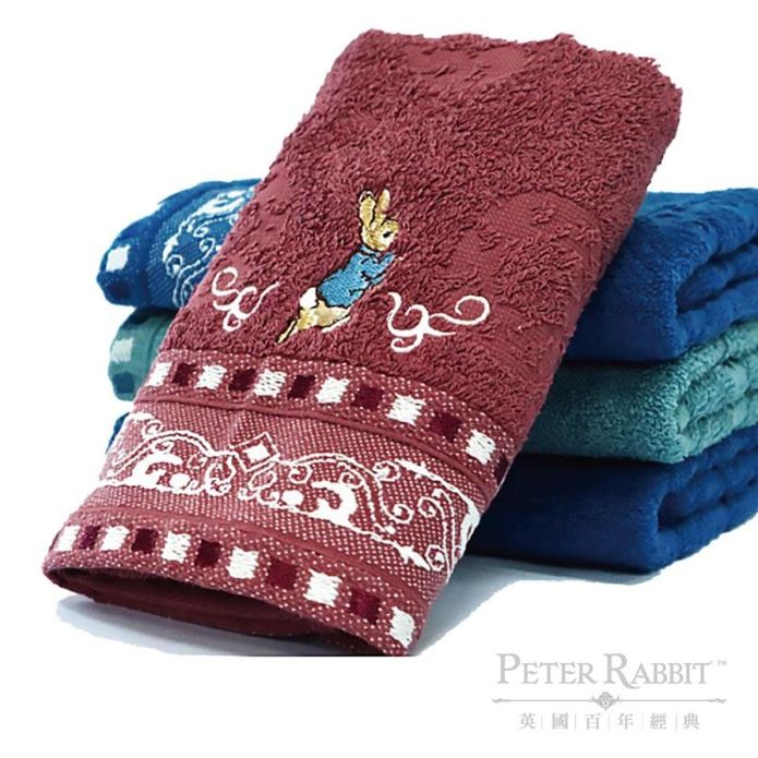 【PETER RABBIT】比得兔蕾絲緹花精繡素色毛巾