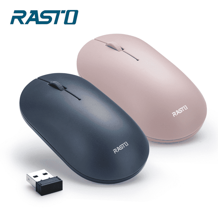 【RASTO】RM14 美學超靜音無線滑鼠 USB滑鼠 藍色/粉色