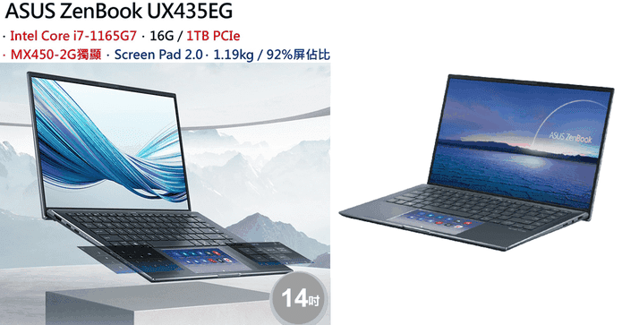 華碩ZenBook 14 UX435EG