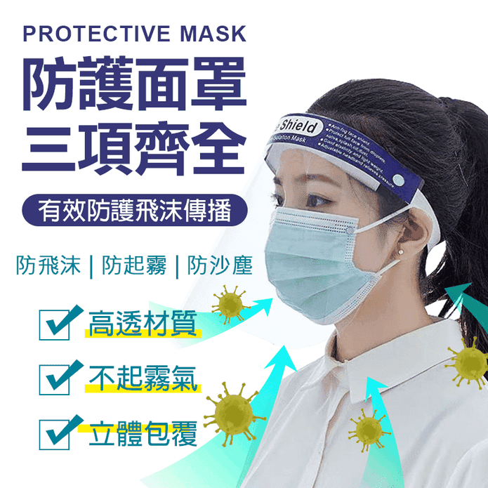 防飛沫高清透防護面罩