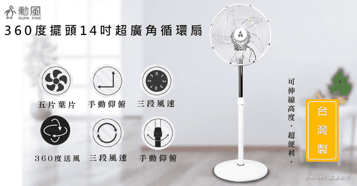勳風14吋廣角電風扇