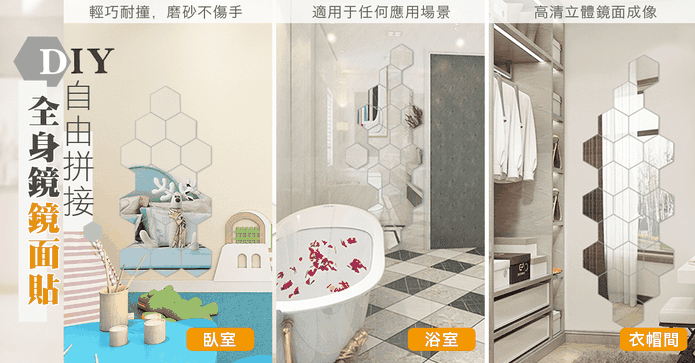 DIY自由拼接全身鏡面貼