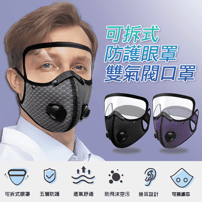 防疫眼面罩立體防護口罩