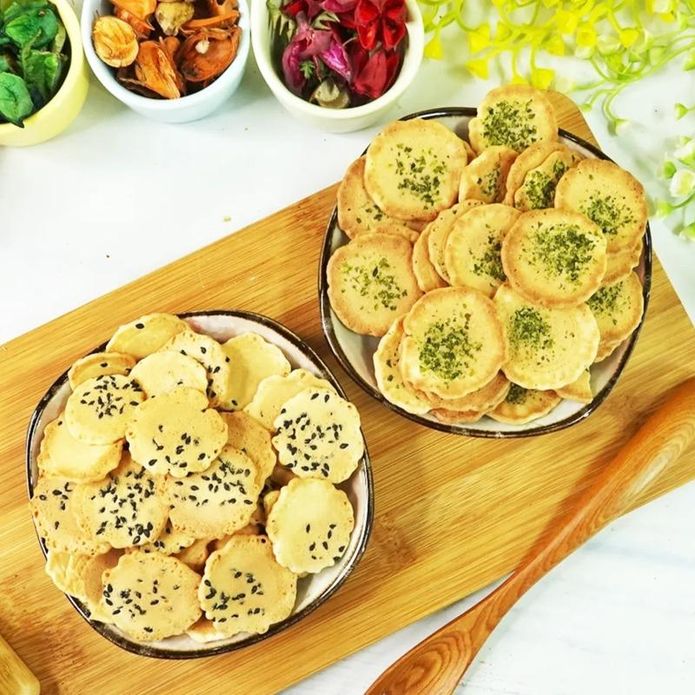 【食尚三味】古早味小圓煎餅重量包600g 芝麻口味 海苔口味