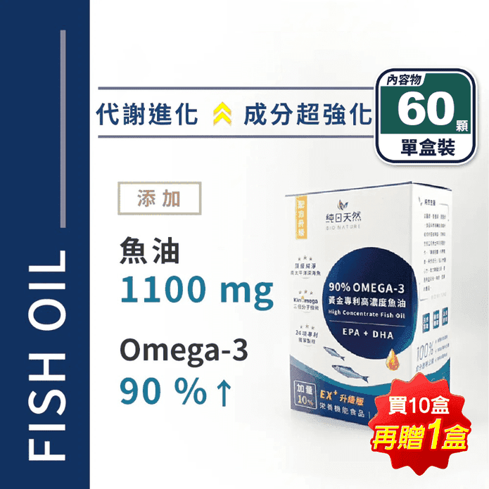 【純日天然】黃金專利90%高濃度魚油(60顆/盒) 升級版3倍濃度 rTG型