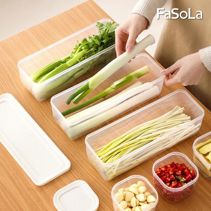 【FaSoLa】多用途防串味冰箱備料保鮮盒2入組 (長形+方形) 食物收納盒