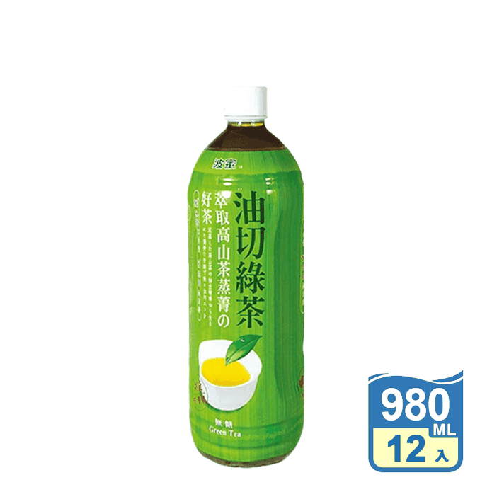 【波蜜】油切綠茶-無糖980ml (12入/箱) 無糖綠茶 飲料