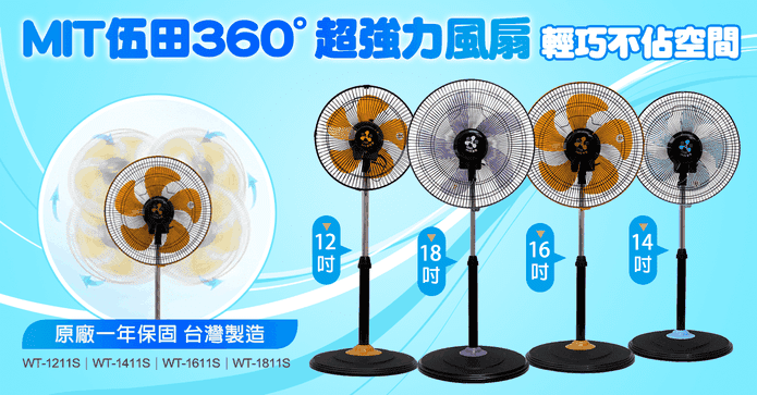 MIT伍田360°超強力風扇