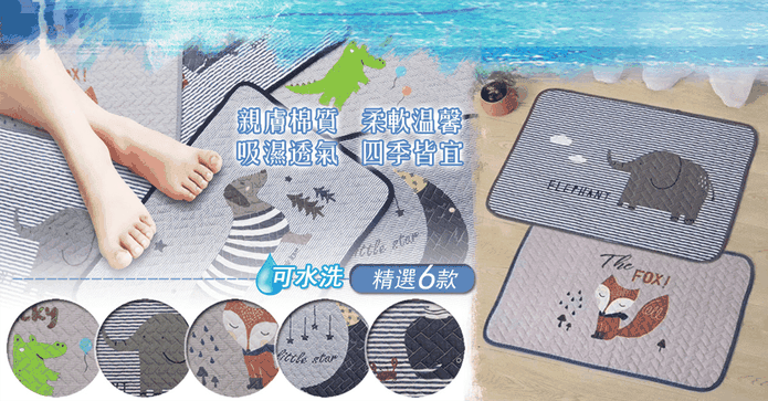 文青風可水洗棉質地墊