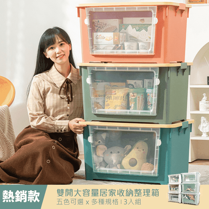 雙開居家收納整理滑輪箱