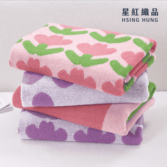 【星紅織品】鬰金香吸水速乾純棉浴巾／毛巾(2色任選)