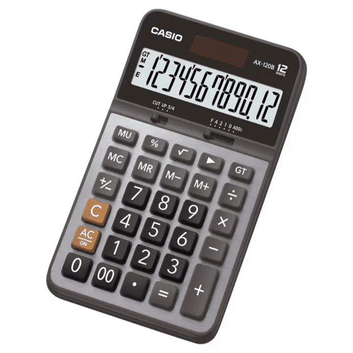 【Casio卡西歐】12位元大液晶斜面商務計算機AX-120B原廠公司貨(黑色)
