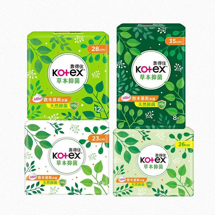 【Kotex 靠得住】草本抑菌衛生棉 23/26/28/35cm
