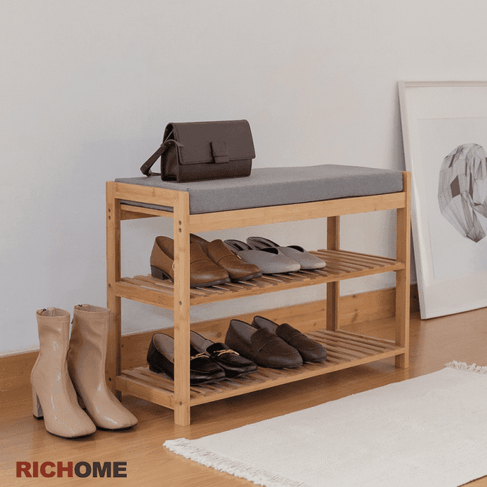 RICHOME禪風雅致穿鞋椅