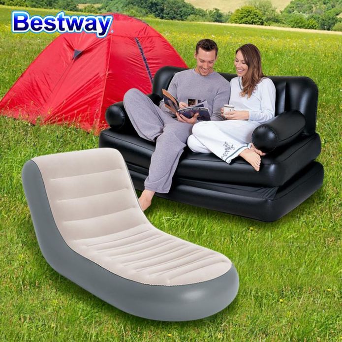 【Bestway】多用途充氣懶人椅 五合一黑色雙人充氣沙發床