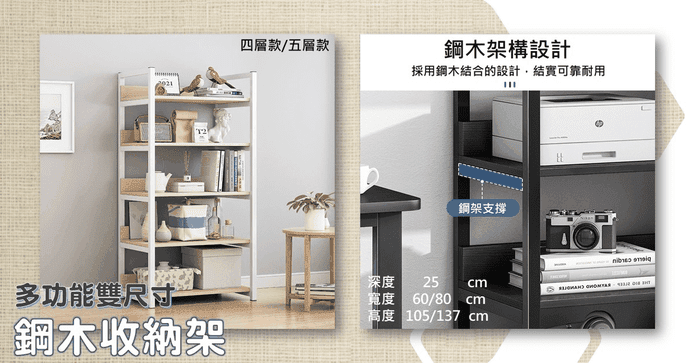 超強耐重鋼木書架收納架