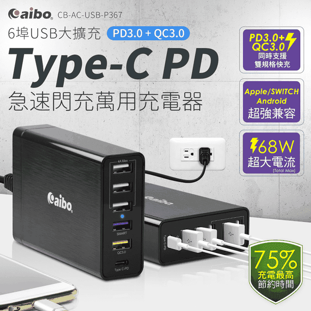 Aibo 68w急速閃充萬用充電器 Cb Ac Usb P367 生活市集 Aibo 68w急速閃充萬用充電器 Cb Ac Usb P367 生活市集